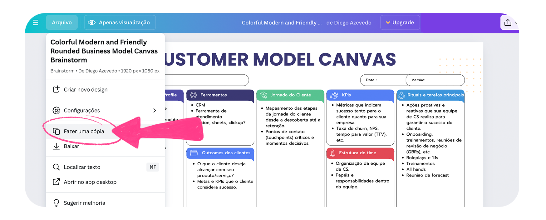 tutorial como baixar o Customer Canva